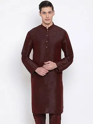 Wine Silk Blend Full Sleeve Kurta