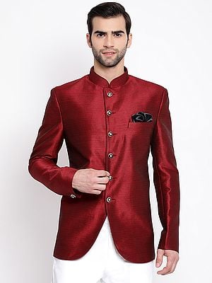 Silk Blend Jodhpuri Coat with Designer Button