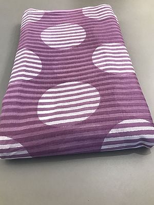 Violet Contrast Circle-Stripes Pattern Cotton Voile Fabric