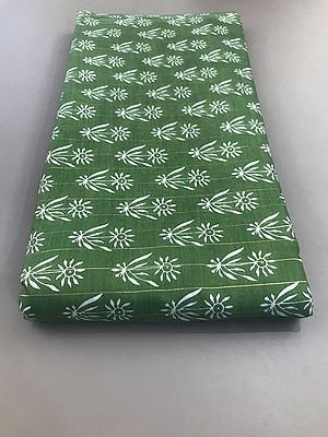Green Hand Screen Printed Floral Motif Viscose Lurex Chanderi Fabric