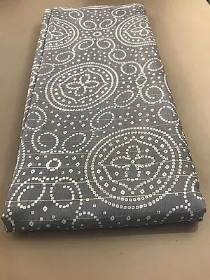 Gray Bandhani Bundi Pattern Hand Screen Printed Viscose Lurex Fabric