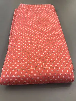 Peach-Pink Bundi Pattern Viscose Lurex Chanderi Hand Screen Printed Fabric