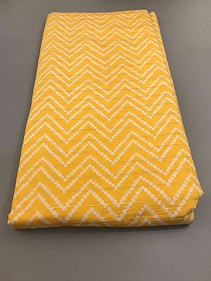 Yellow Bundi-Chevron Pattern Hand Screen Printed Viscose Lurex Chanderi Fabric