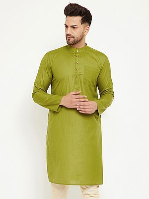 Cotton Blend Green Men's Kurta