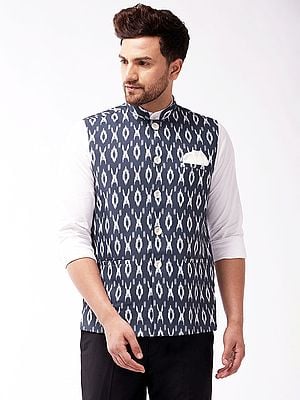 Cotton Traditional Ikkat Pattern Print Classic Modi Jacket