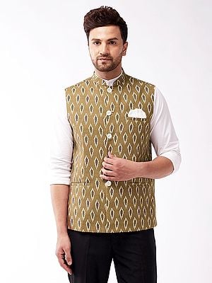 Cotton Ikkat Pattern Print Traditional Modi Jacket