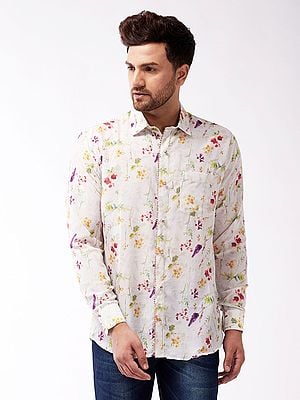 Muslin Blend Digitally Floral Printed Shirt