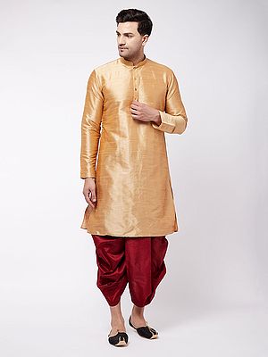 Silk Blend Men's Traditional Dhoti Kurta Set