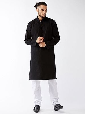 Cotton Linen Plain Kurta With Pure Cotton Churidar Pajama