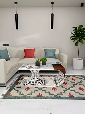 Traditional Pattern Dhurrie Wool And Jute Rug