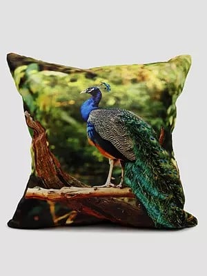 Greenery Digital Printed Peacock Cushion Cover