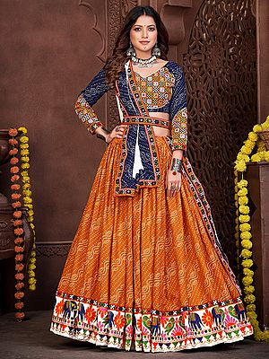 Buy Cream Cotton Bandhani A Line Lehenga After Six Wear Online at Best  Price | Cbazaar