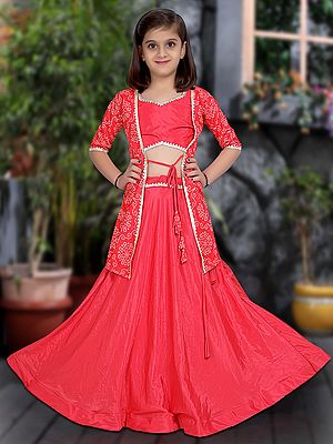 Pretty Pink Cotton Shibori Print Festive Wear Lehenga Choli with Shrug in  2023 | Lehenga choli, Designer lehenga choli, Cotton lehenga
