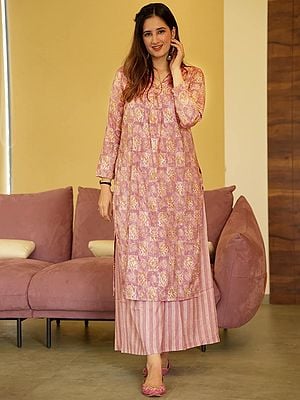 Pure Muslin Palazzo Salwar Kameez Suit with All-Over Digital Print