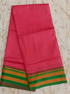 Narayanpet Silk Butti Motif Saree with Striped Pattern Border
