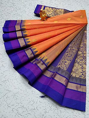 Cotton Gadwal Brocade Butti Saree With Phool Vine Pattern Pallu