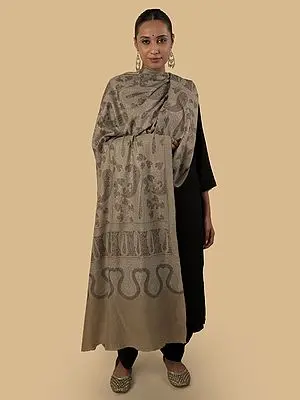 Pashmina Light Grey Sozni Jama Shawl