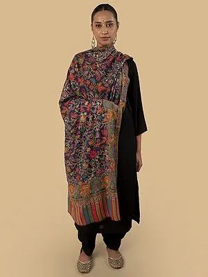 Multicolored Detailed Kalamkari Royal Blue Stole