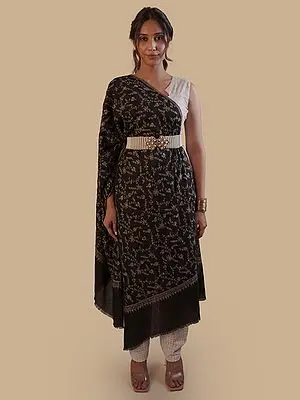 Pashmina Black Onyx Shawl with Sozni Bael Buta work
