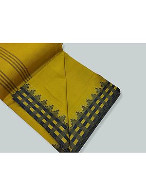 Pure Cotton Hand-Woven Saree With Gingham Pattern Border