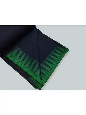 Blueberry Pure Cotton Handwoven Plain Saree