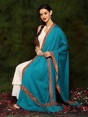 Fine Woolen Shawl with Sozni Embroidery Border