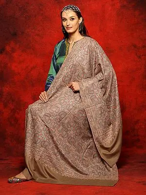Toosh Pure Pashmina All-Over Sozni Jamawar Paisley Embroidered Shawl