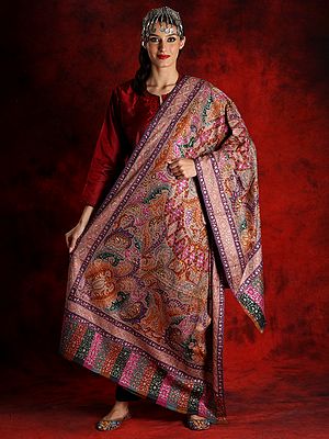 Multicolored Kalamkari Pure Pashmina Shawl