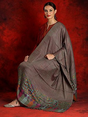 Pure Pashmina Multi Colored Kani Striped Pattern Shawl With Palla