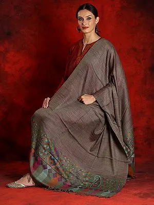 Pure Pashmina Multi-Colored Kani Striped Pattern Shawl with Palla