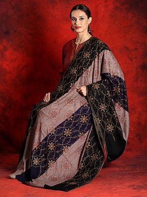 Pure Pashmina Sozni Triple Shaded Sozni Embroidery Shawl