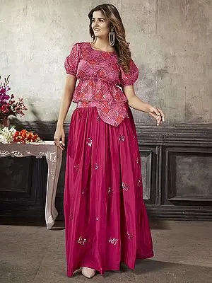 Art Silk Pleated Style Lehenga with Designer Choli and Thread-Sequins Embroidery