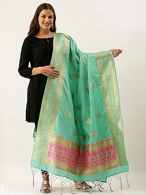Banarasi Silk Mughal Butti Motif Dupatta Floral Pattern Palla