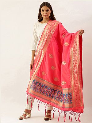 Banarasi Silk Mughal Butti Motif Dupatta Floral Pattern Palla