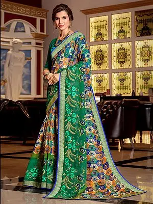 Kota Multicolor Floral Motif Printed Saree with Blouse