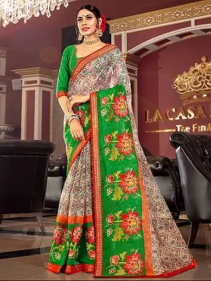 Kota Multi-Color Saree with Blooming Buds Printed Border