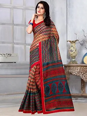 Kota Chevron Pattern Multicolor Printed Saree with Blouse