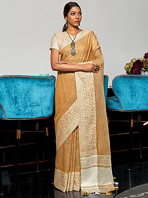 Kota Cotton Saree with Blouse and Floral Vine Pattern