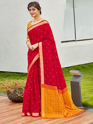 Cotton All-Over Butti Pattern Saree with Blouse