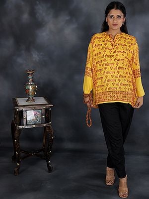 Yellow Sita Ram Cotton Short Kurta for Women