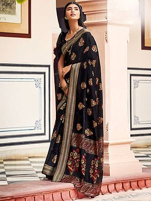 Chanderi Mughal Pattern Saree With Blouse