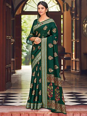 Chanderi Mughal Pattern Saree with Blouse