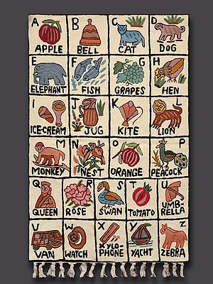 Alphabetical Kids Wall Hanging with Chainstitched Embroidery