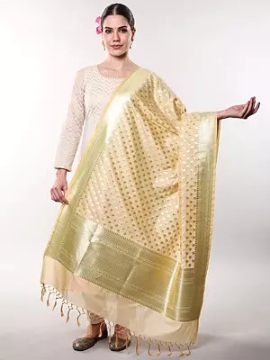 Banarasi Silk Kataan Zari Jaal Dupatta