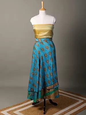 Reversible Wrap Around Silk Printed Skirt