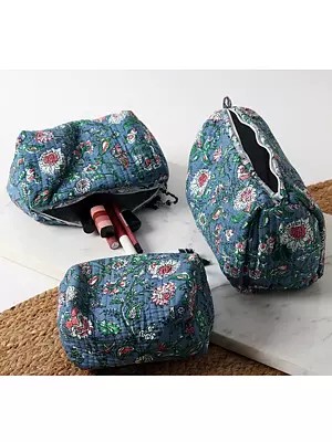 Jaipuri Cotton Block Printed Multipurpose Pouch (Set of 3)