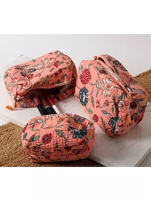 Jaipuri Cotton Block Printed Multipurpose Pouch (Set of 3)