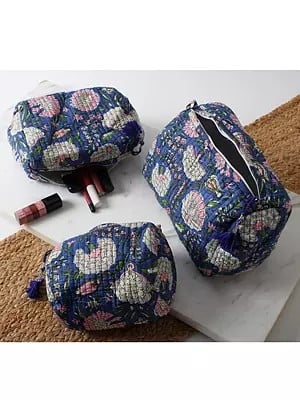 Jaipuri Cotton Block Printed Multipurpose Pouch (Set of 3)