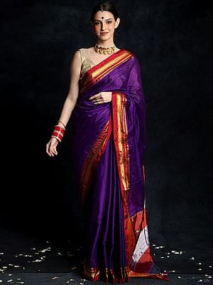 Royal Purple Kanjivaram Art Silk Saree with Golden Border