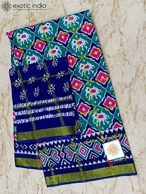Ikat Design Pure Cotton Saree with Blouse